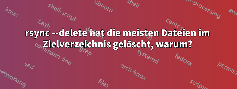 rsync --delete hat die meisten Dateien im Zielverzeichnis gelöscht, warum?