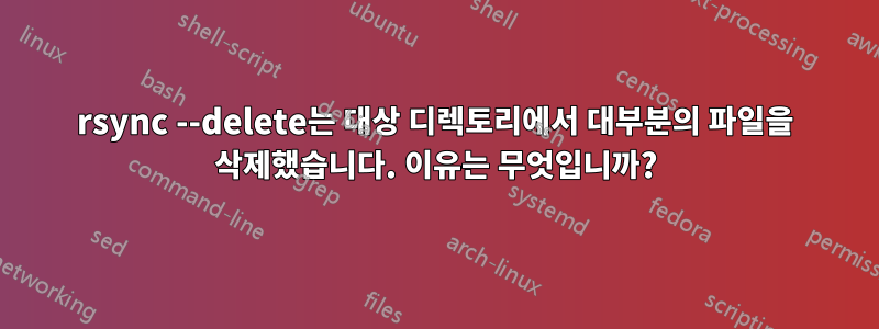 rsync --delete는 대상 디렉토리에서 대부분의 파일을 삭제했습니다. 이유는 무엇입니까?