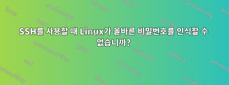 SSH를 사용할 때 Linux가 올바른 비밀번호를 인식할 수 없습니까?