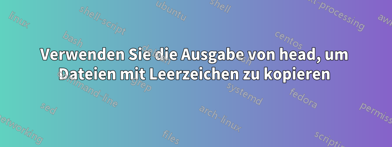 Verwenden Sie die Ausgabe von head, um Dateien mit Leerzeichen zu kopieren