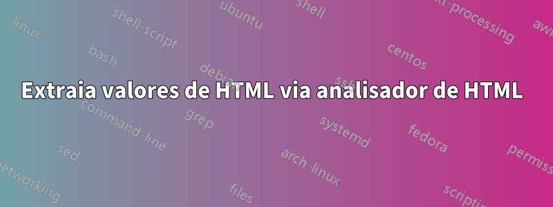 Extraia valores de HTML via analisador de HTML 