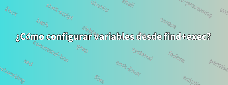 ¿Cómo configurar variables desde find+exec?