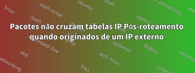 Pacotes não cruzam tabelas IP Pós-roteamento quando originados de um IP externo