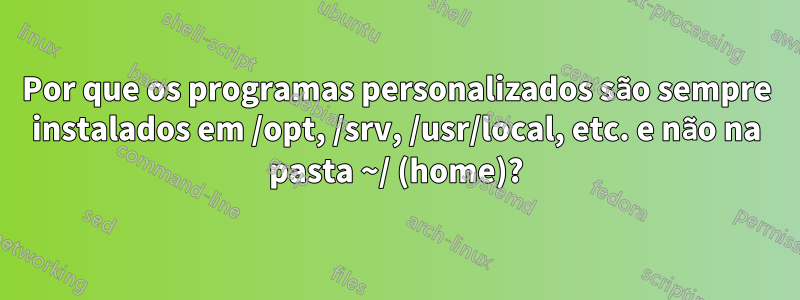 Por que os programas personalizados são sempre instalados em /opt, /srv, /usr/local, etc. e não na pasta ~/ (home)?