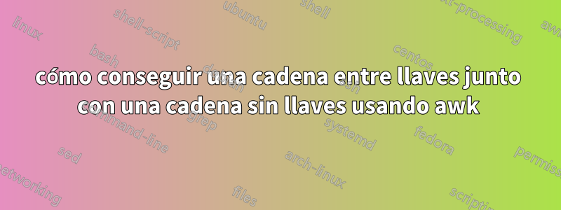 cómo conseguir una cadena entre llaves junto con una cadena sin llaves usando awk