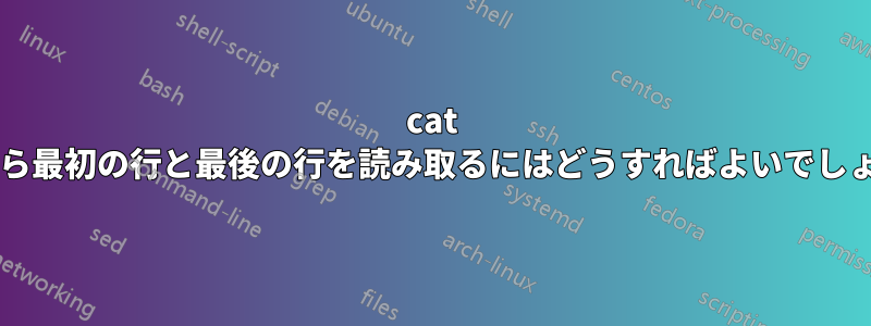 cat 出力から最初の行と最後の行を読み取るにはどうすればよいでしょうか?