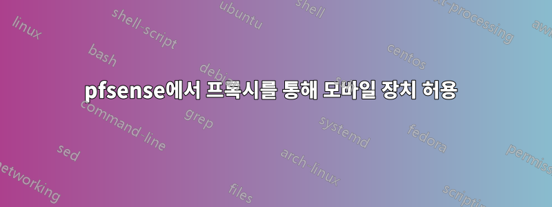 pfsense에서 프록시를 통해 모바일 장치 허용 