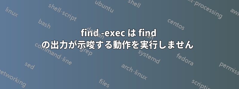 find -exec は find の出力が示唆する動作を実行しません 
