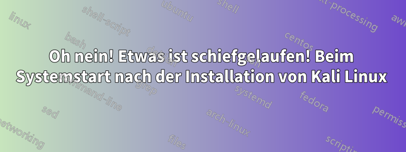 Oh nein! Etwas ist schiefgelaufen! Beim Systemstart nach der Installation von Kali Linux