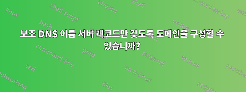 보조 DNS 이름 서버 레코드만 갖도록 도메인을 구성할 수 있습니까?