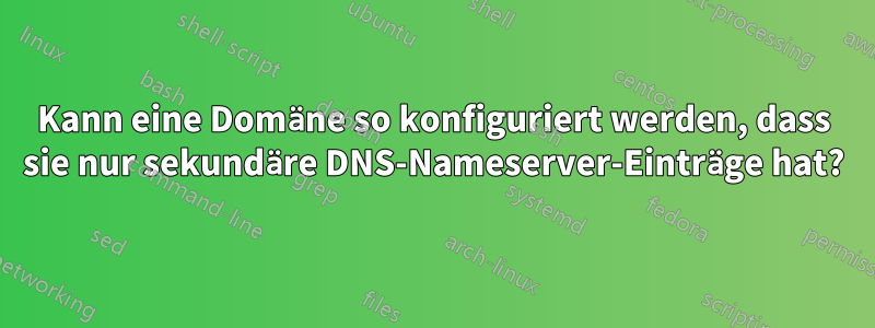 Kann eine Domäne so konfiguriert werden, dass sie nur sekundäre DNS-Nameserver-Einträge hat?
