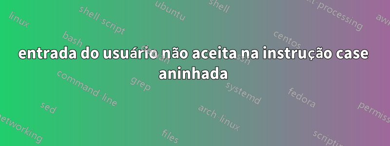 entrada do usuário não aceita na instrução case aninhada