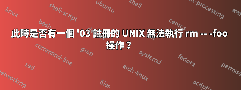 此時是否有一個 '03 註冊的 UNIX 無法執行 rm -- -foo 操作?