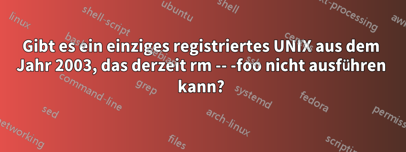 Gibt es ein einziges registriertes UNIX aus dem Jahr 2003, das derzeit rm -- -foo nicht ausführen kann?