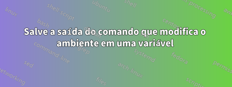 Salve a saída do comando que modifica o ambiente em uma variável