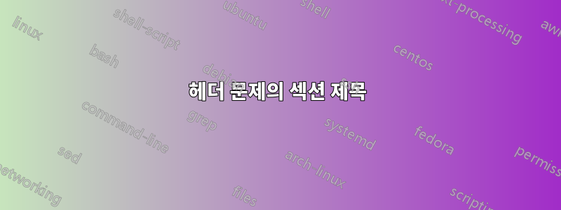 헤더 문제의 섹션 제목