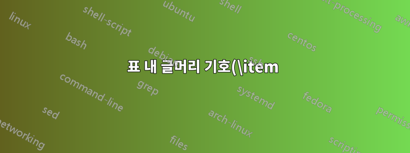 표 내 글머리 기호(\item) 정렬