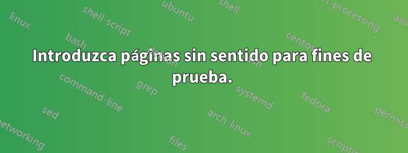 Introduzca páginas sin sentido para fines de prueba.