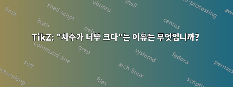 TikZ: "치수가 너무 크다"는 이유는 무엇입니까?