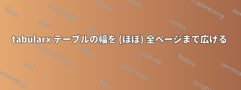 tabularx テーブルの幅を (ほぼ) 全ページまで広げる