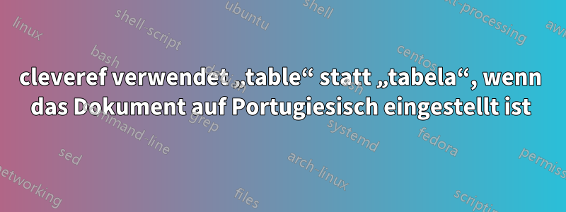 cleveref verwendet „table“ statt „tabela“, wenn das Dokument auf Portugiesisch eingestellt ist