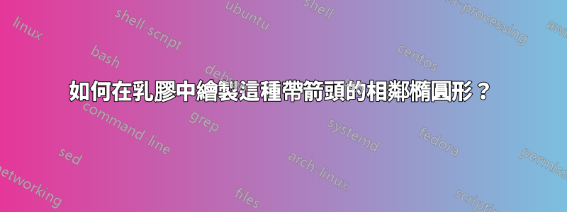 如何在乳膠中繪製這種帶箭頭的相鄰橢圓形？