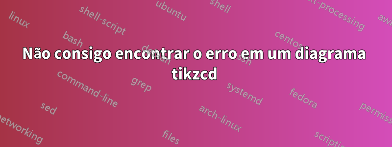 Não consigo encontrar o erro em um diagrama tikzcd