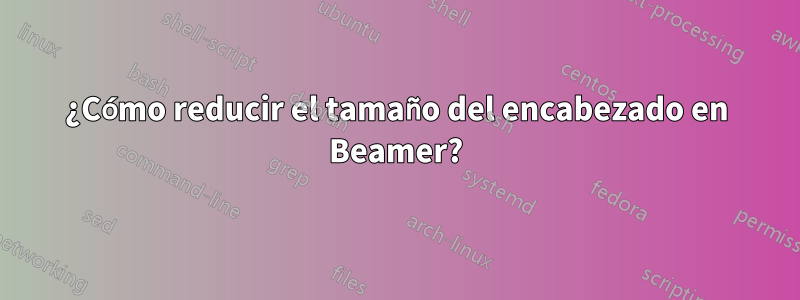 ¿Cómo reducir el tamaño del encabezado en Beamer?