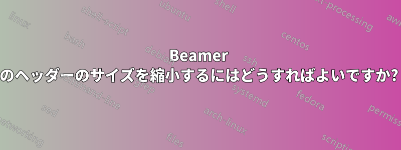 Beamer のヘッダーのサイズを縮小するにはどうすればよいですか?