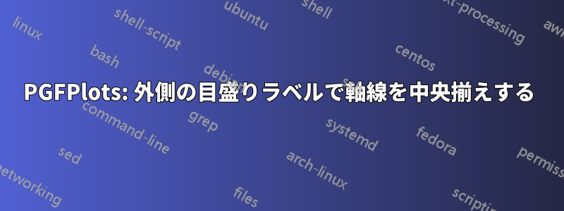 PGFPlots: 外側の目盛りラベルで軸線を中央揃えする