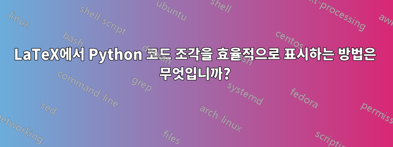 LaTeX에서 Python 코드 조각을 효율적으로 표시하는 방법은 무엇입니까?