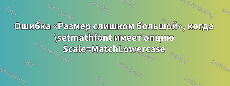 Ошибка «Размер слишком большой», когда \setmathfont имеет опцию Scale=MatchLowercase