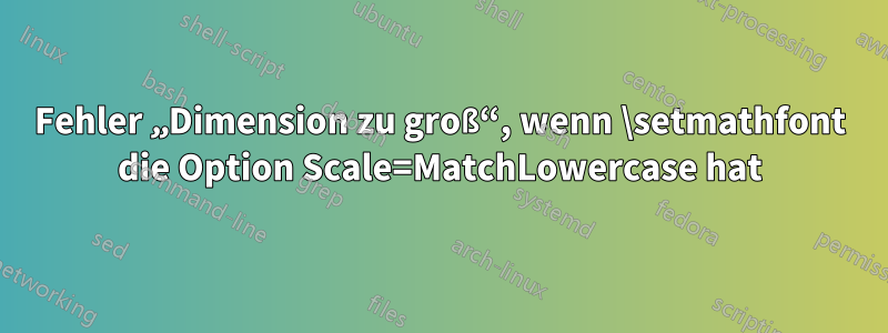 Fehler „Dimension zu groß“, wenn \setmathfont die Option Scale=MatchLowercase hat