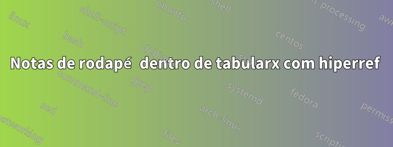 Notas de rodapé dentro de tabularx com hiperref