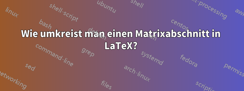 Wie umkreist man einen Matrixabschnitt in LaTeX?