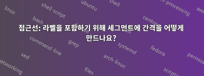 점근선: 라벨을 포함하기 위해 세그먼트에 간격을 어떻게 만드나요?