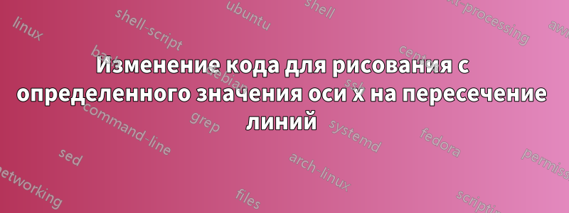 Изменение кода для рисования с определенного значения оси x на пересечение линий