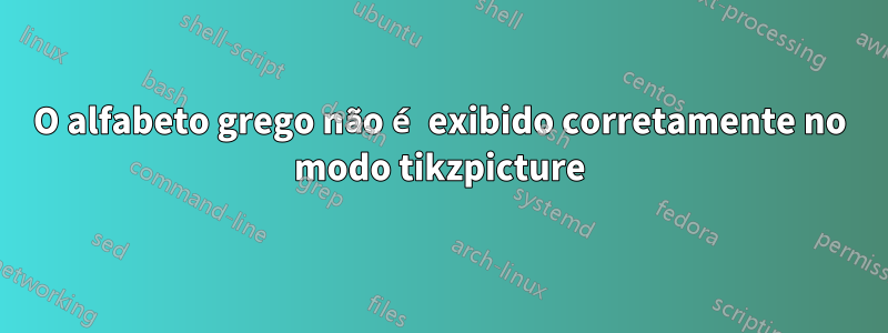 O alfabeto grego não é exibido corretamente no modo tikzpicture