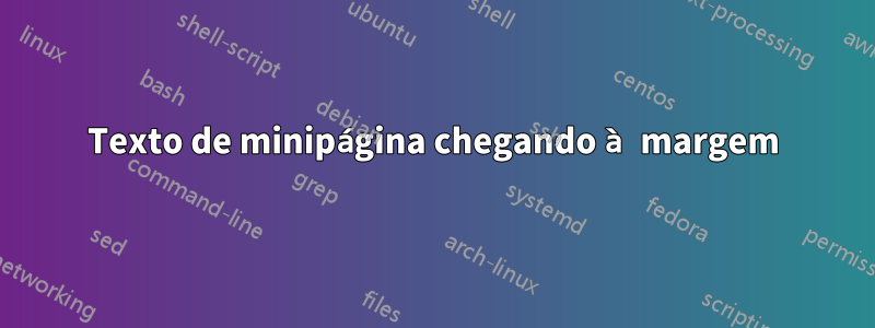 Texto de minipágina chegando à margem