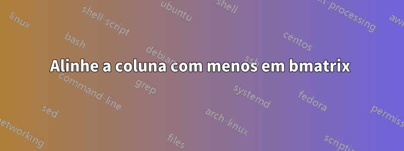 Alinhe a coluna com menos em bmatrix