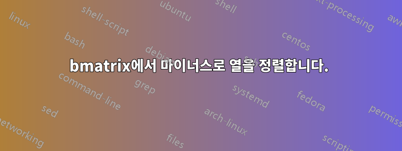 bmatrix에서 마이너스로 열을 정렬합니다.