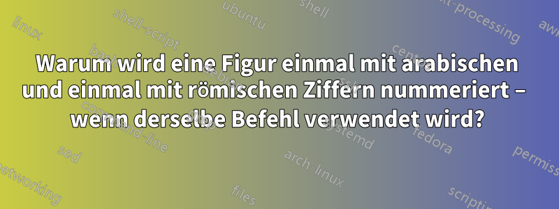 Warum wird eine Figur einmal mit arabischen und einmal mit römischen Ziffern nummeriert – wenn derselbe Befehl verwendet wird?