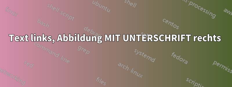 Text links, Abbildung MIT UNTERSCHRIFT rechts