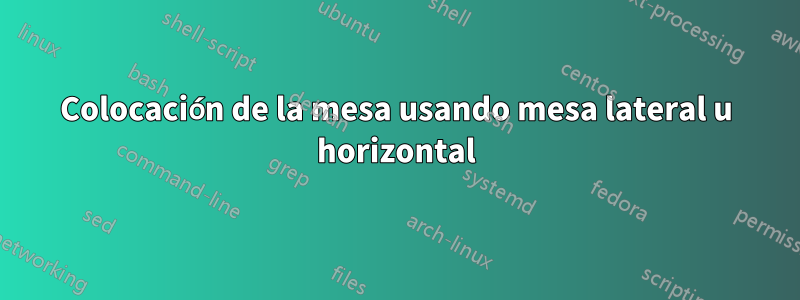 Colocación de la mesa usando mesa lateral u horizontal