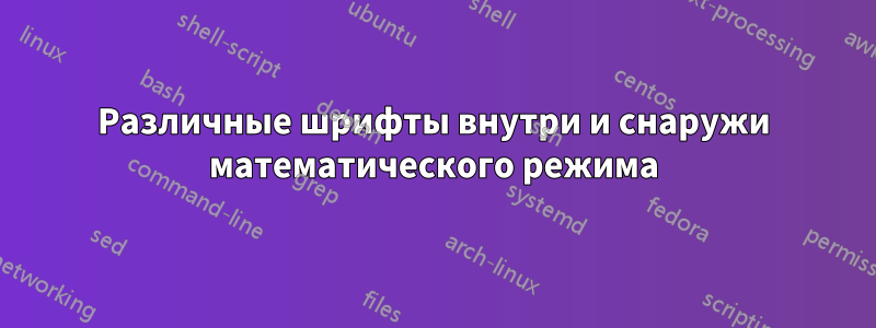 Различные шрифты внутри и снаружи математического режима