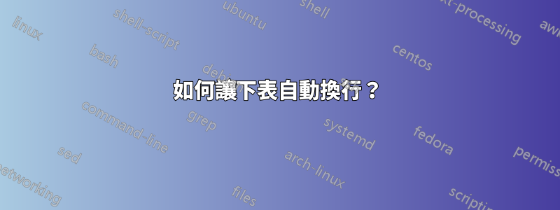 如何讓下表自動換行？