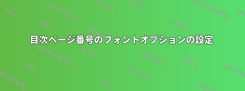 目次ページ番号のフォントオプションの設定