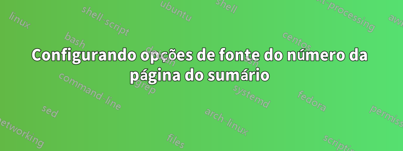 Configurando opções de fonte do número da página do sumário