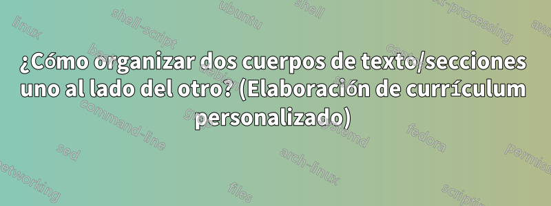 ¿Cómo organizar dos cuerpos de texto/secciones uno al lado del otro? (Elaboración de currículum personalizado)