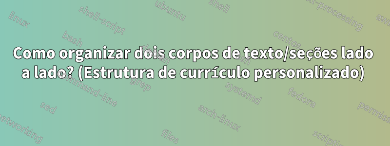 Como organizar dois corpos de texto/seções lado a lado? (Estrutura de currículo personalizado)